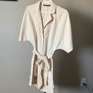 Zara Cream Romper With Belt
